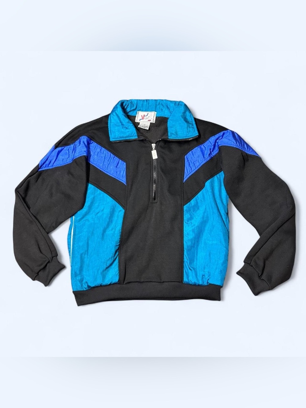 80s Blue Black Windbreaker Jacket by Vizor!